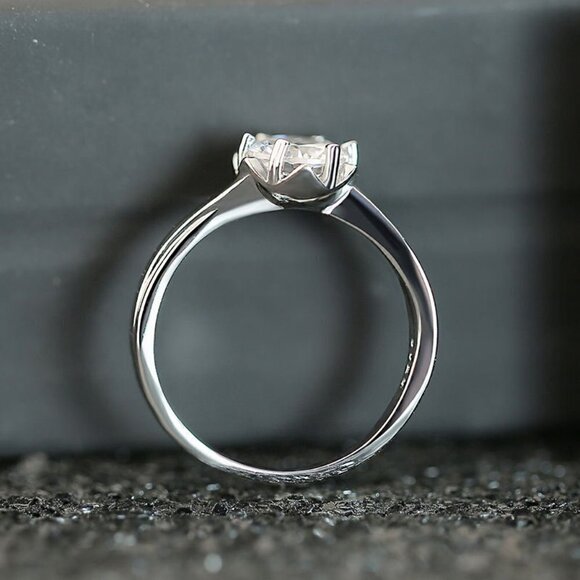 💍 Dainty Gemstone CZ Elegant Silver Engagement Rings for Women, INDN8104 - Picture 5 of 7